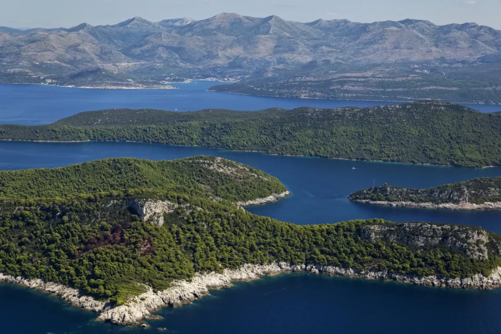 Aerial view of Elaphiti Islands near Dubrovnik