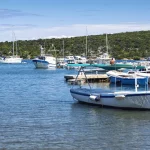 fishing boats in harbour of Ilovik island, Croatia.