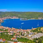 Island of Vis bay aerial view