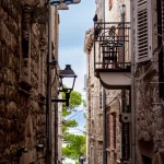 Korčula Old Town alley with lanterns