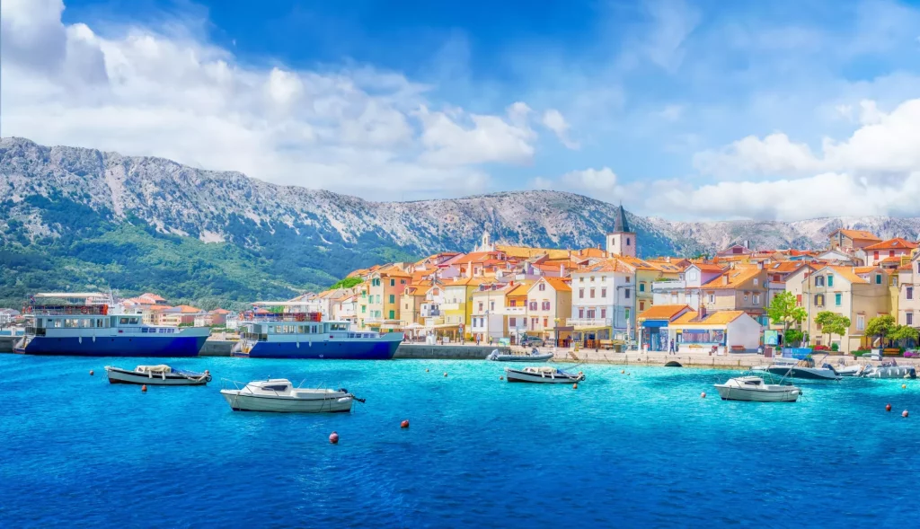 Landscape with Baska town in Krk island, Croatia