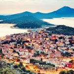 Panoramic view of the largest island town on the Adriatic sea, Mali Losinj, Croatia