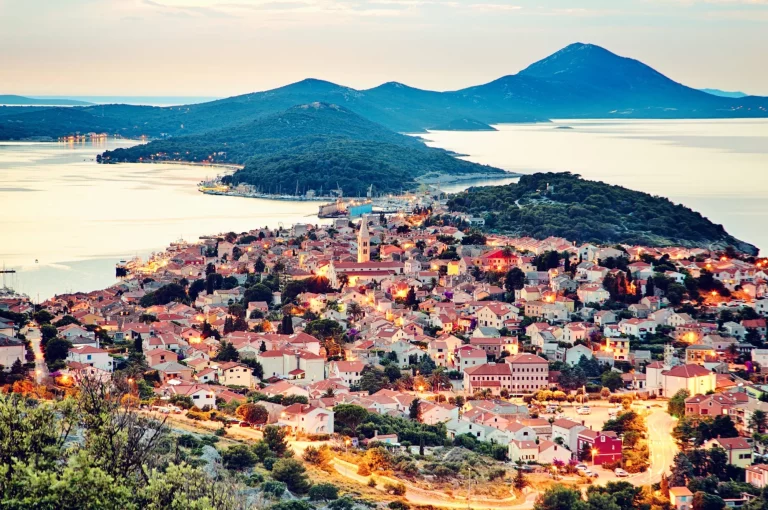 Panoramic view of the largest island town on the Adriatic sea, Mali Losinj, Croatia