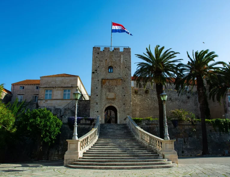 The town of Korcula on the island of Korcula in Croatia without tourists. Summer